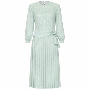 Vintage In The Mood Mint Green Lace Jacquard Blouse Skirt Set 8 Romantic Classic